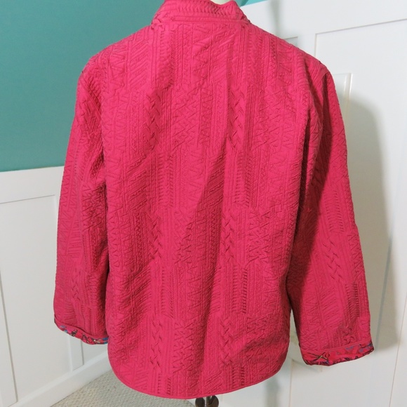 Chico's Womens Pink Lined Embroidered Jacket - Picture 5 of 8